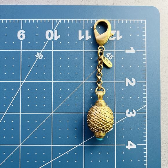 Rare Retired Julie Vos Gold-Tone Turquoise Pendant Charm Keychain Resort Coastal - Picture 10 of 15